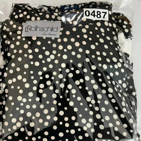 VTG L Rothschild San Francisco Womens L Blouson Dress Ruffle Hem Pearl Buttons - Picture 15 of 15